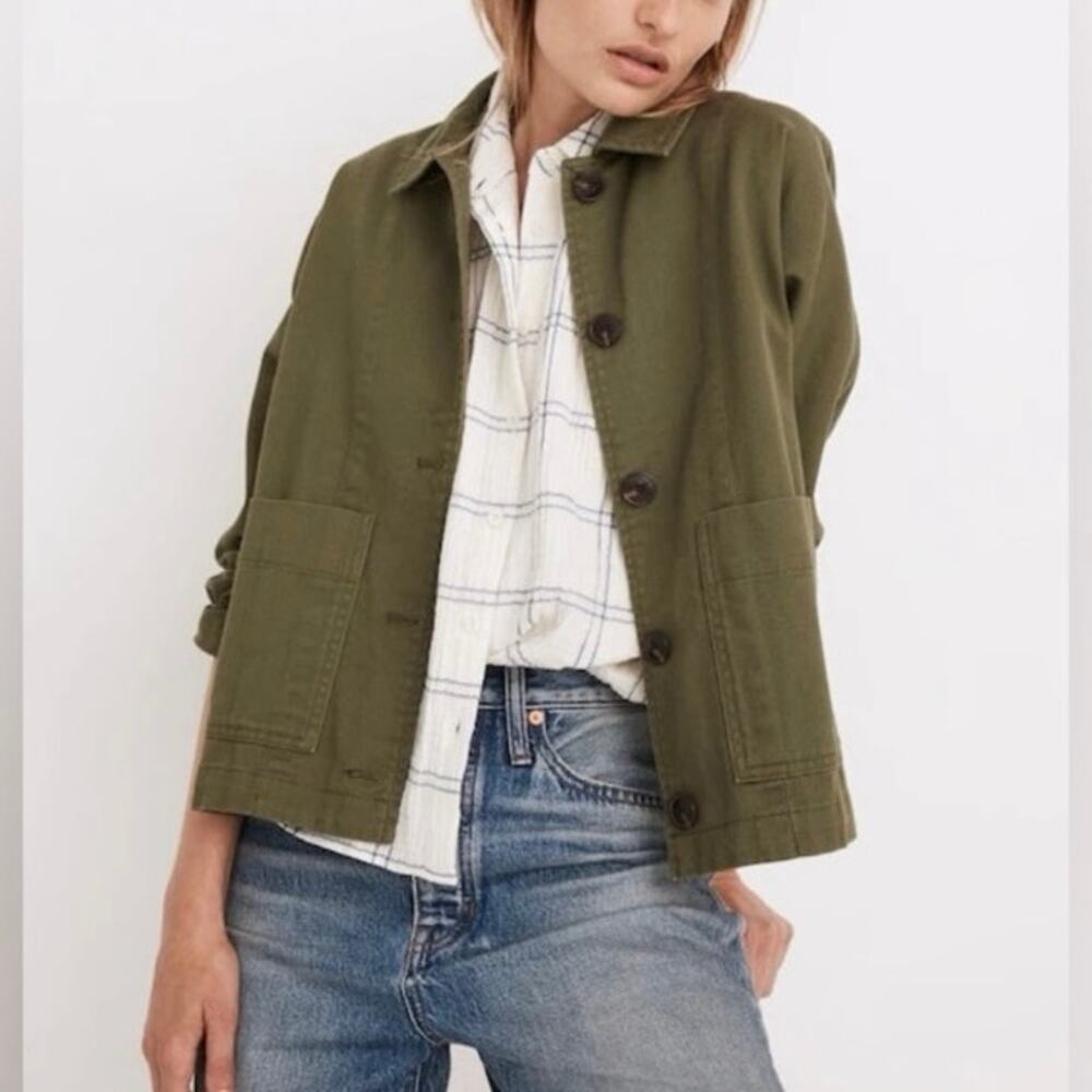 Madewell Sz XS Drapey Pomeray Chore Jacket Olive Green Transitional Utility